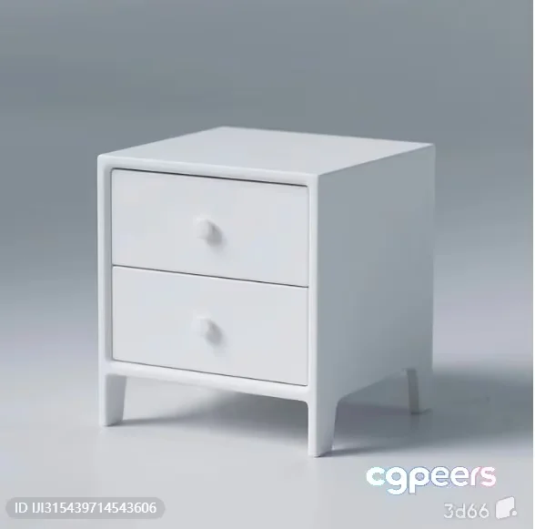 Small White Nightstand 3D Model – 320 – VRAY Render