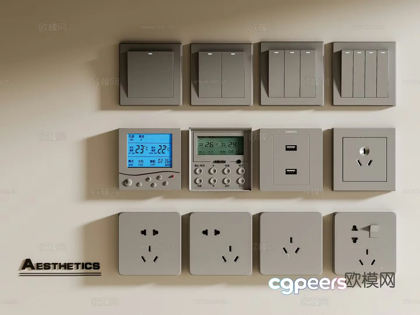 Modern switch socket switch socket bedroom switch living room switch socket track socket 3d model