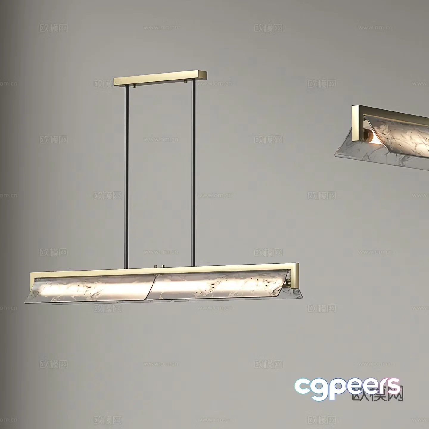 Light luxury chandelier long chandelier restaurant chandelier 3D model