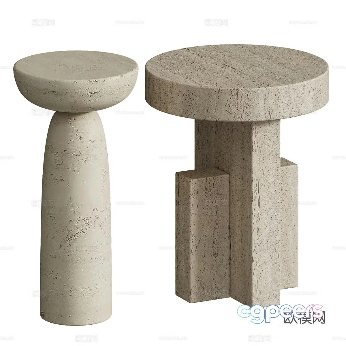 Wabi-sabi side table round table table table 3d model