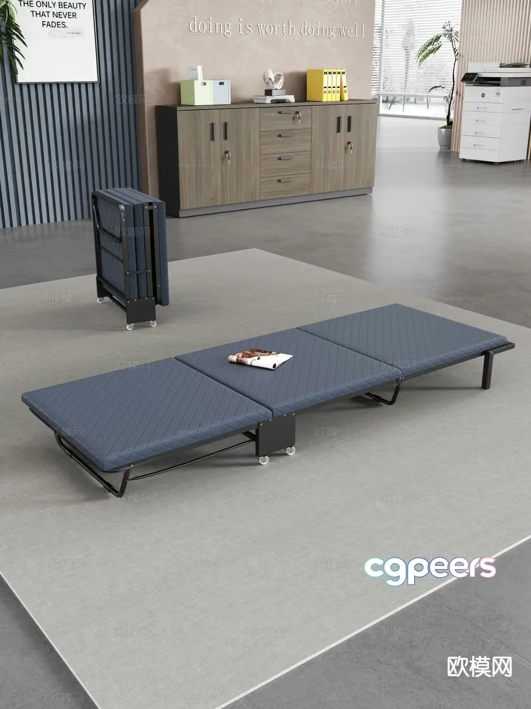 Modern folding bed lunch break bed retractable bed 3d model