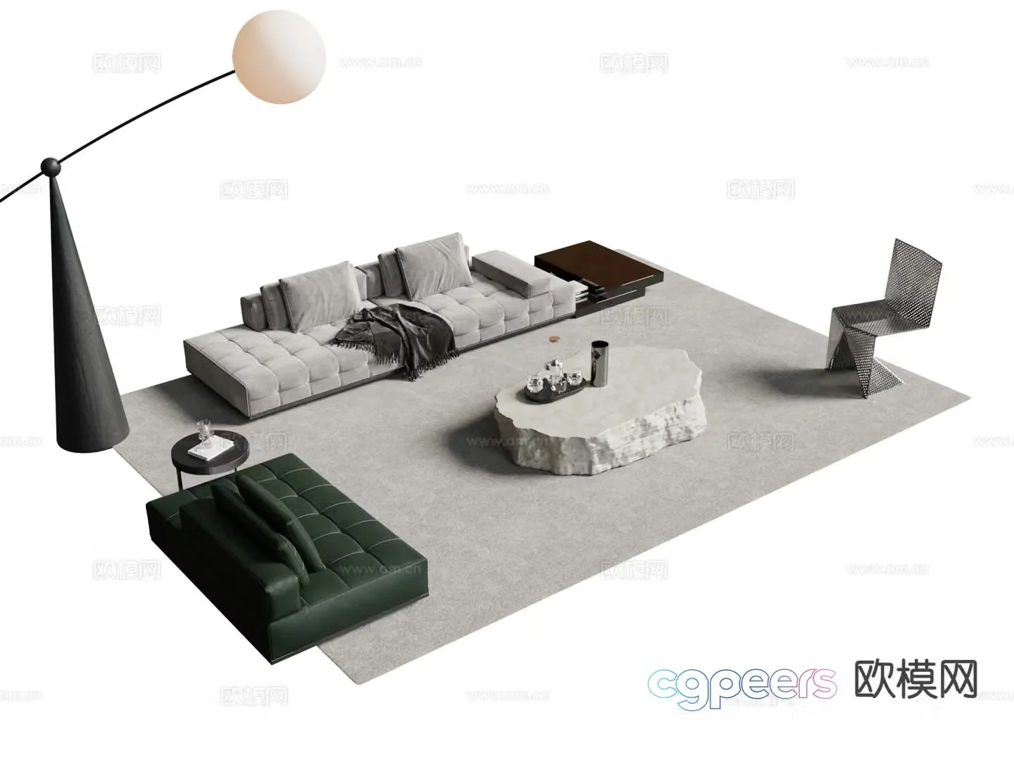 Modern sectional sofa 3d model