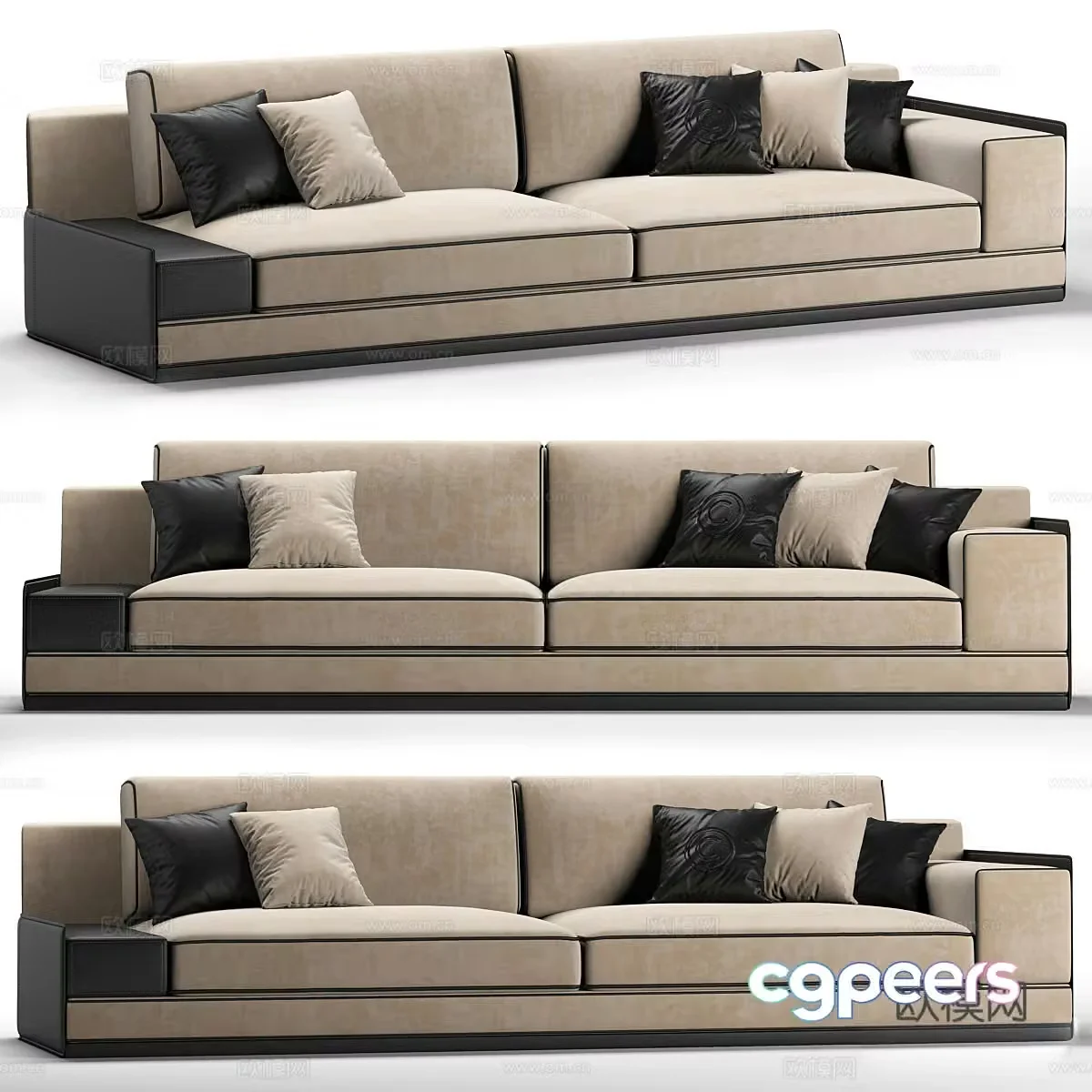 Three-person sofa 3d model