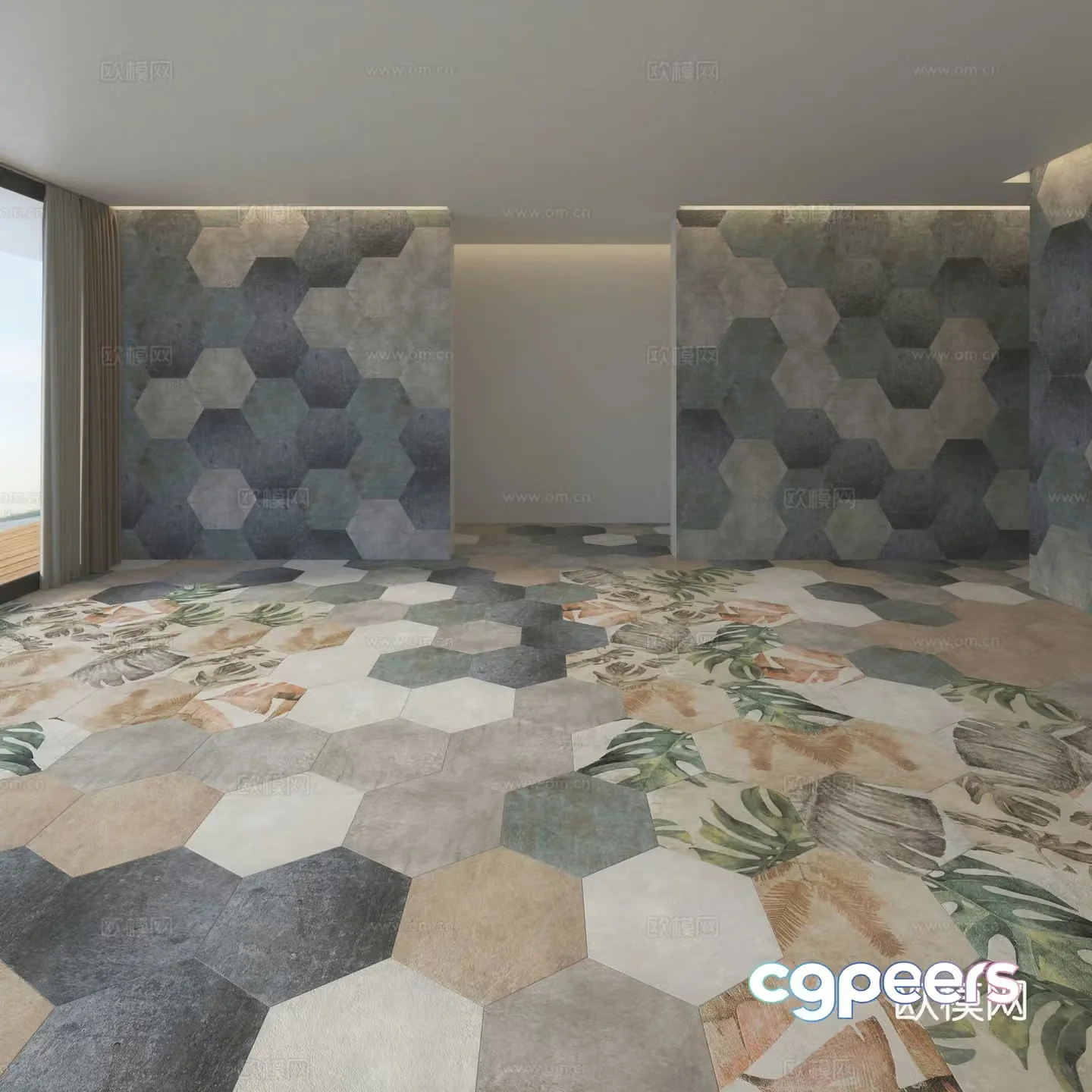 6-angle flower tiles flower tiles antique tiles retro tiles 3D model