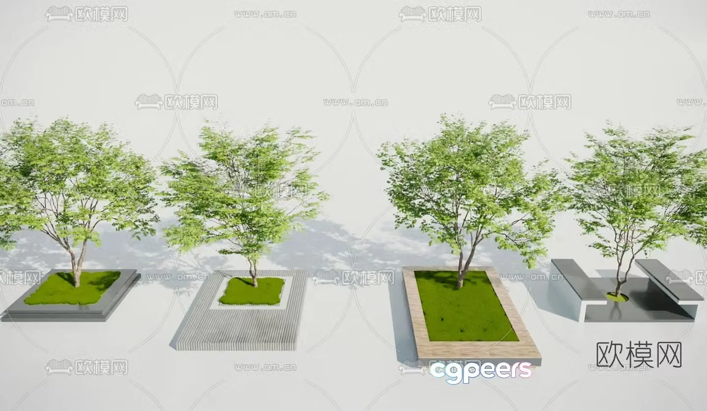 Modern tree pool landscape 3d model