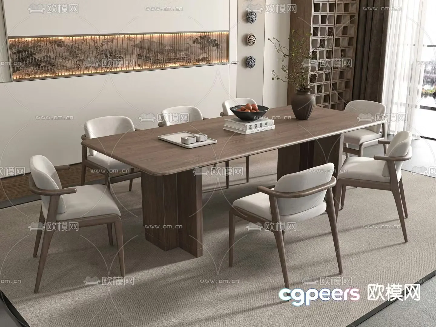 Medieval style dining table and chairs bar dining table 3D model