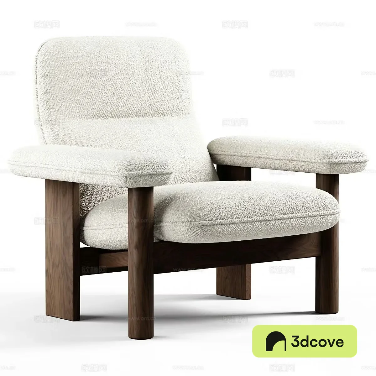 Wasabi style single sofa Wasabi style leisure chair Fabric leisure chair Fabric single chair Fabric backrest 3D model
