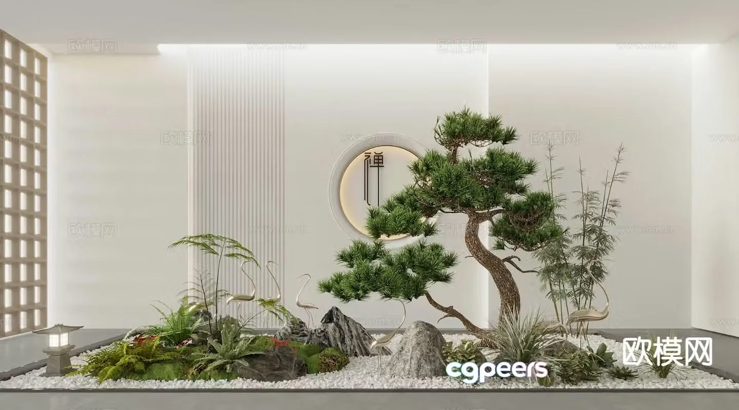 New Chinese style indoor landscape rockery landscaping 3D model