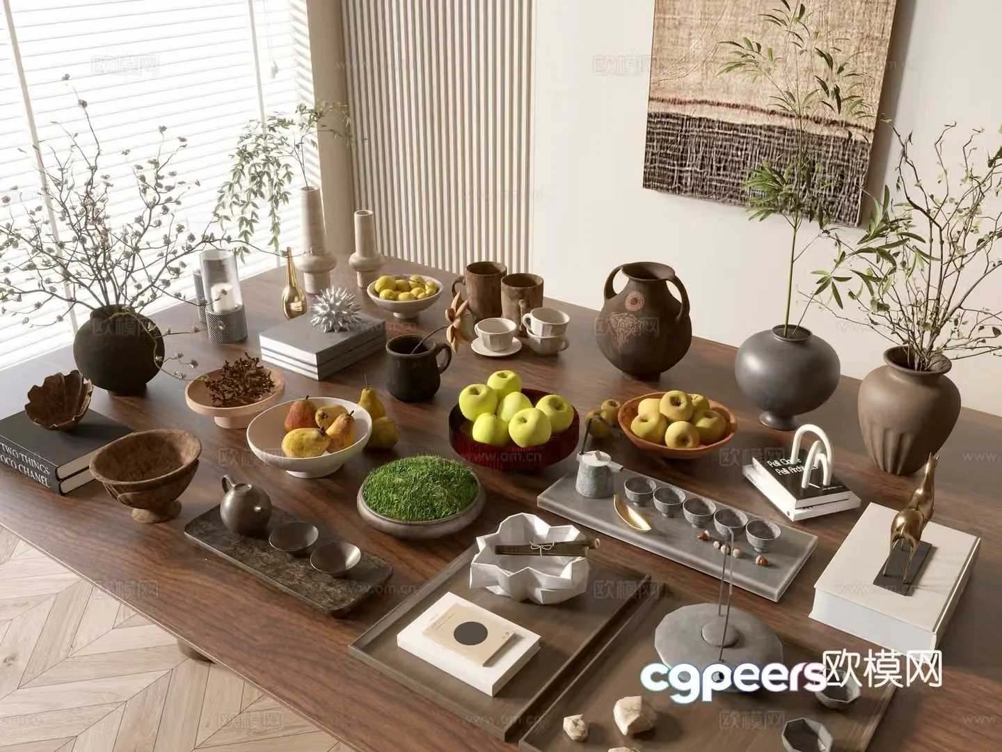Modern ornament combination Vase ornament Art ornament Dining table ornament Tea set Coffee table ornament 3D model