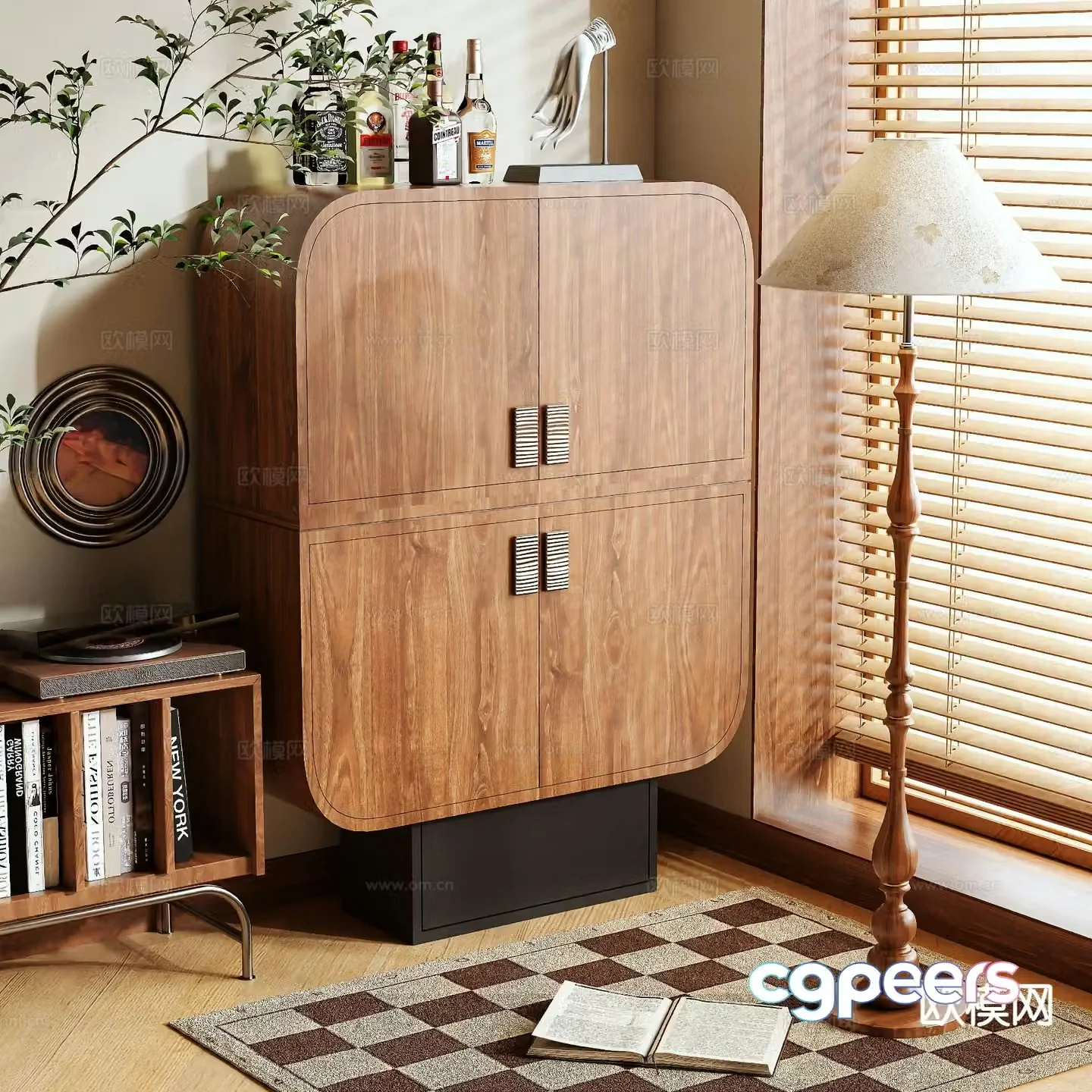 Log style hall cabinet and entrance cabinet 3D model