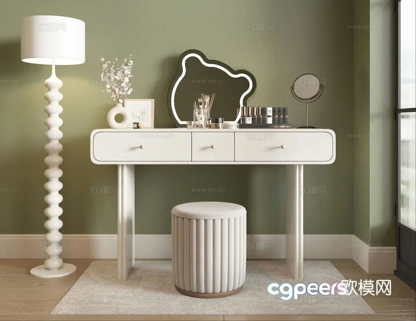 Cream style dressing table dressing table 3d model
