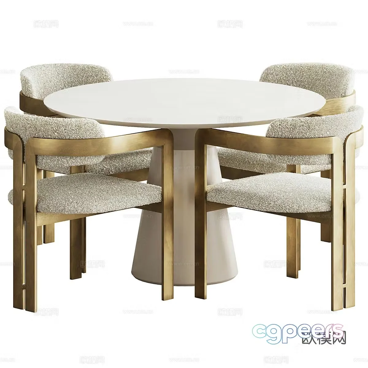 New Chinese dining table and chair 3D model