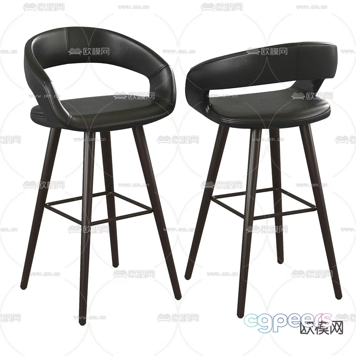Backrest bar stool bar stool 3d model