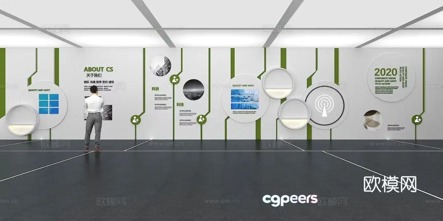 Cultural wall Corporate culture wall Display wall Theme wall Exhibition hall Campus culture Corridor 3D model
