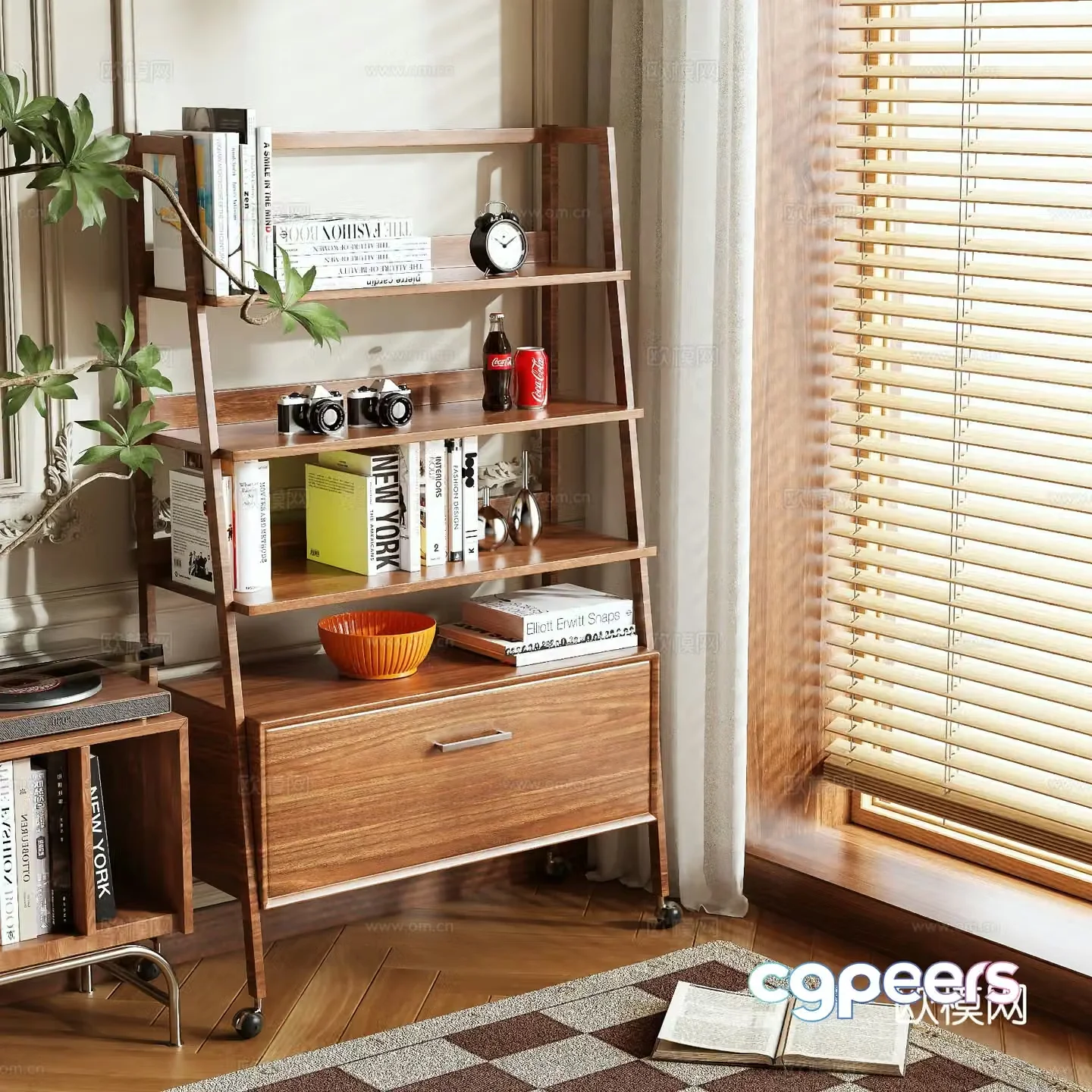 Log style decorative cabinet shelf 3d model
