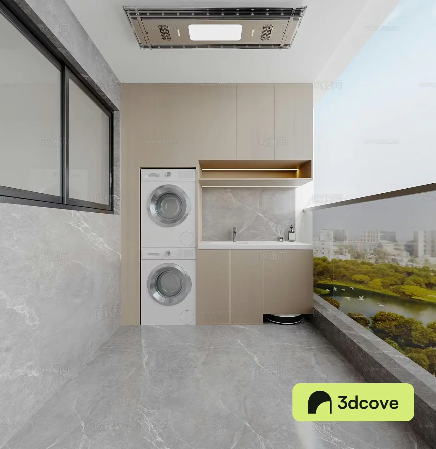 Modern balcony Washing closet Basin