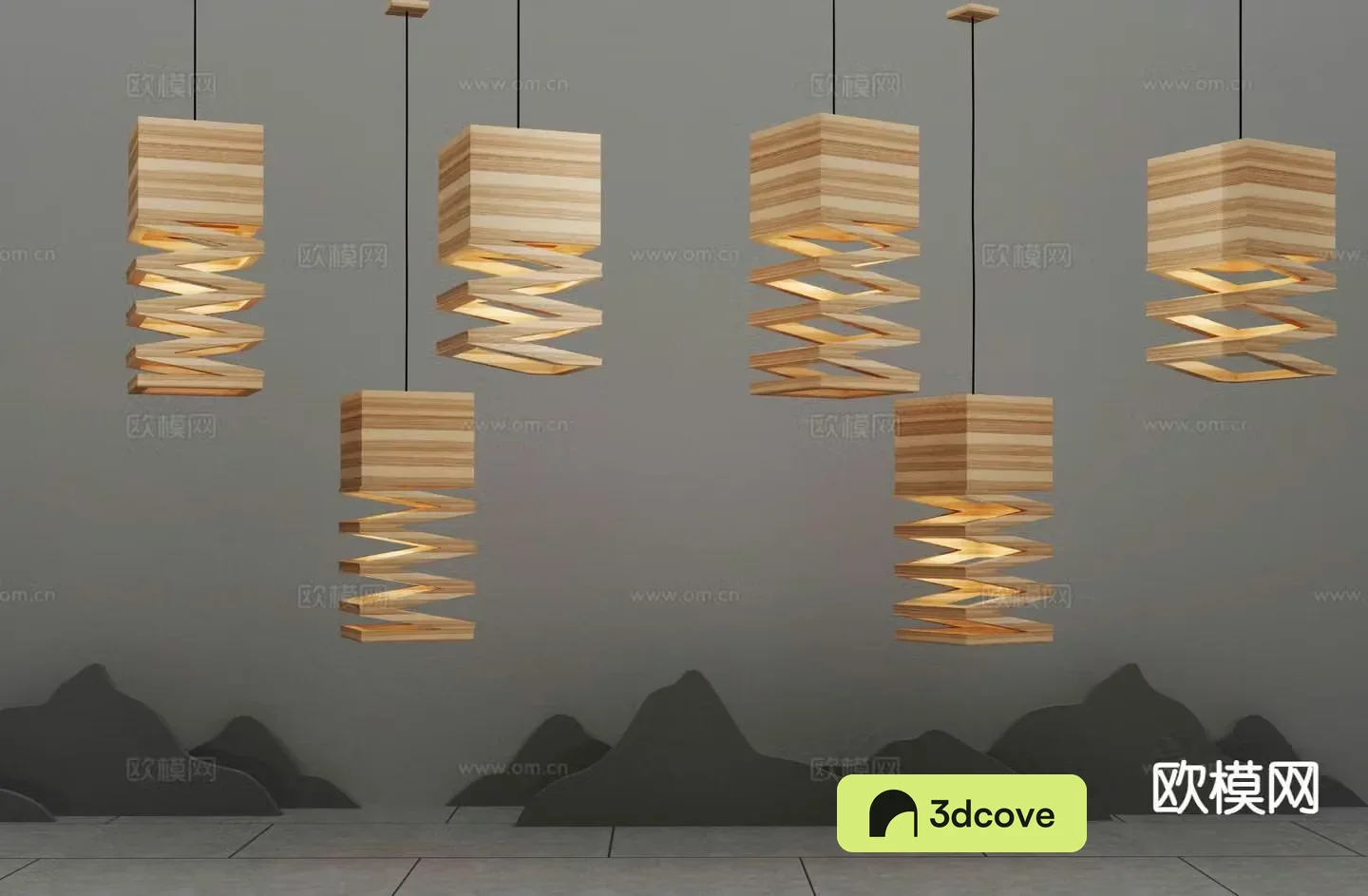 Log style chandelier