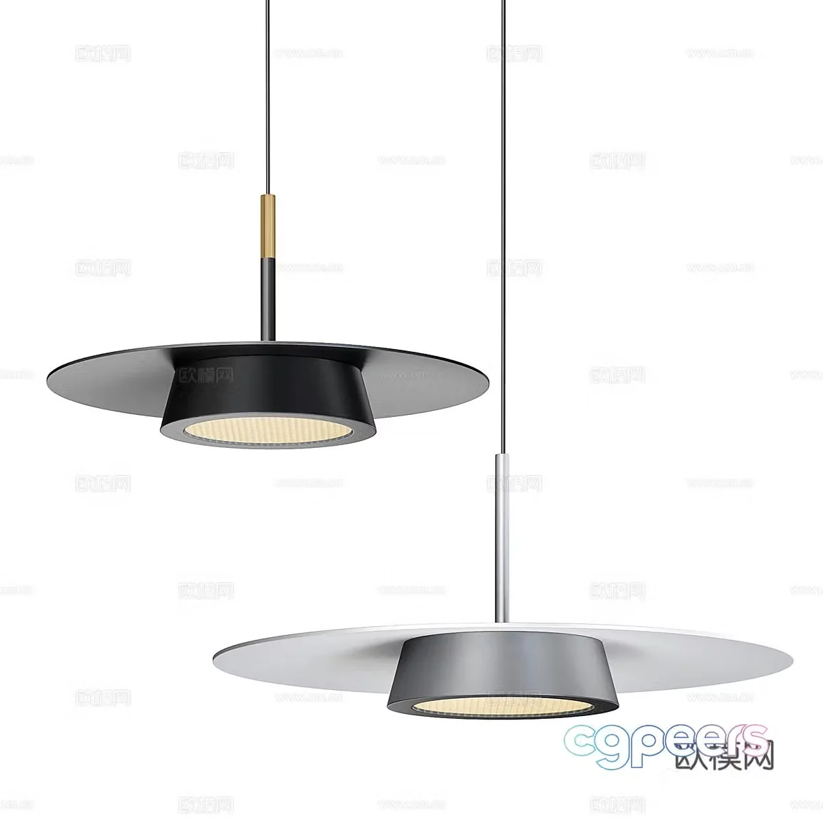 Modern Italian minimalist metal chandeliers 3D model