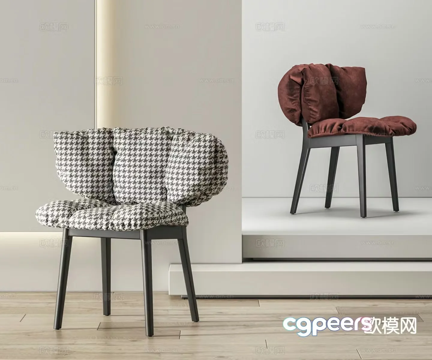 Edra modern single chair dining chair fabric dining chair 3d model