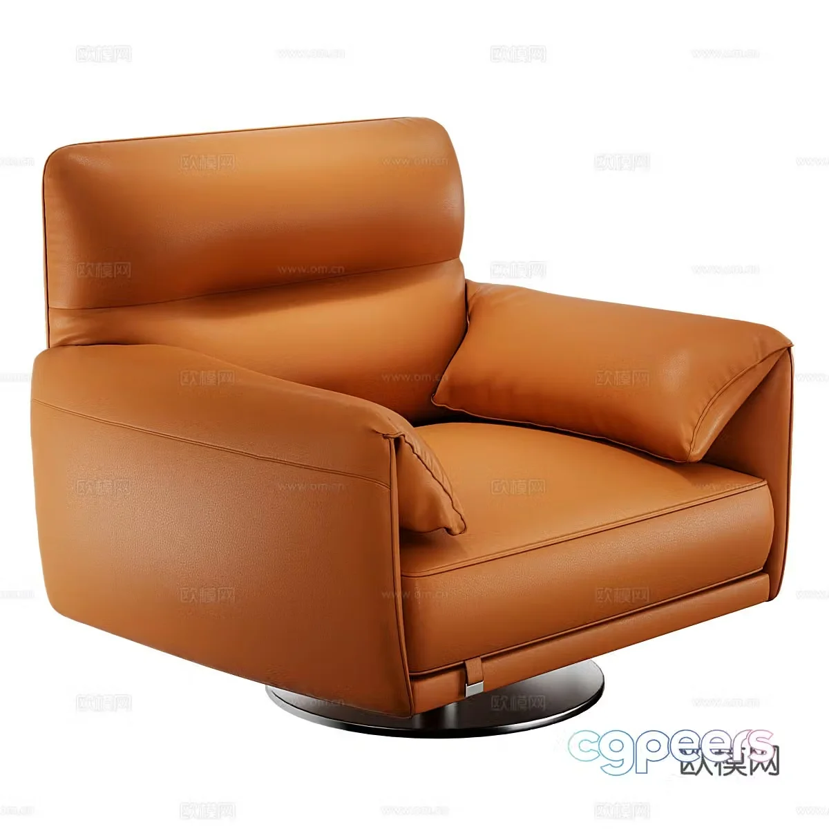 Modern leather sofa single sofa 3d model