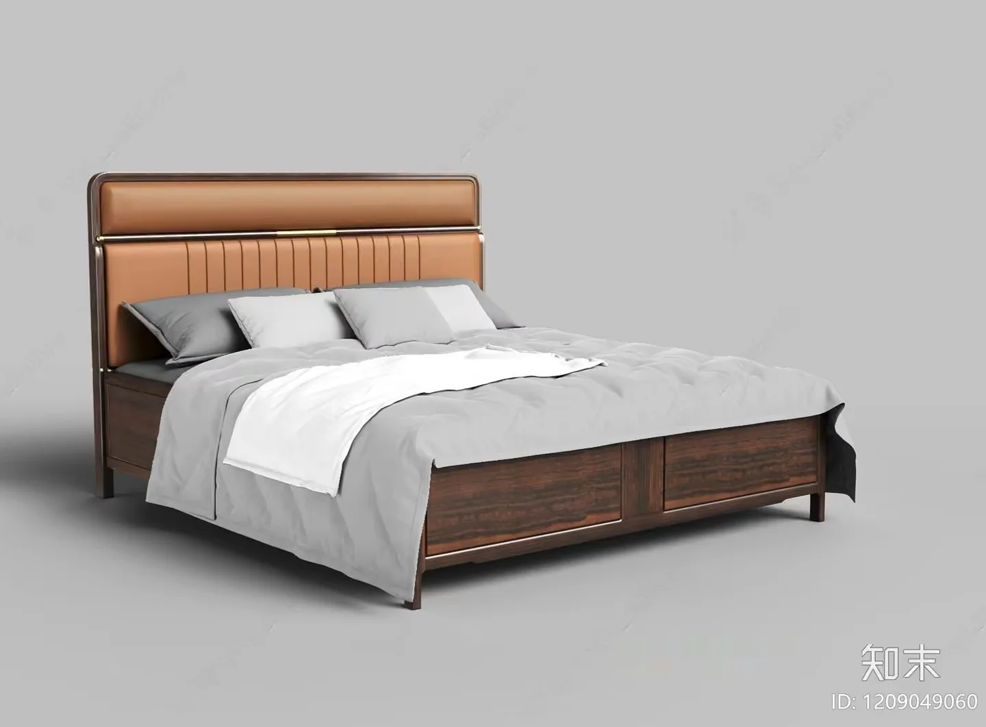 Modern Wood Bed 3D Model – 13904 – VRAY Render