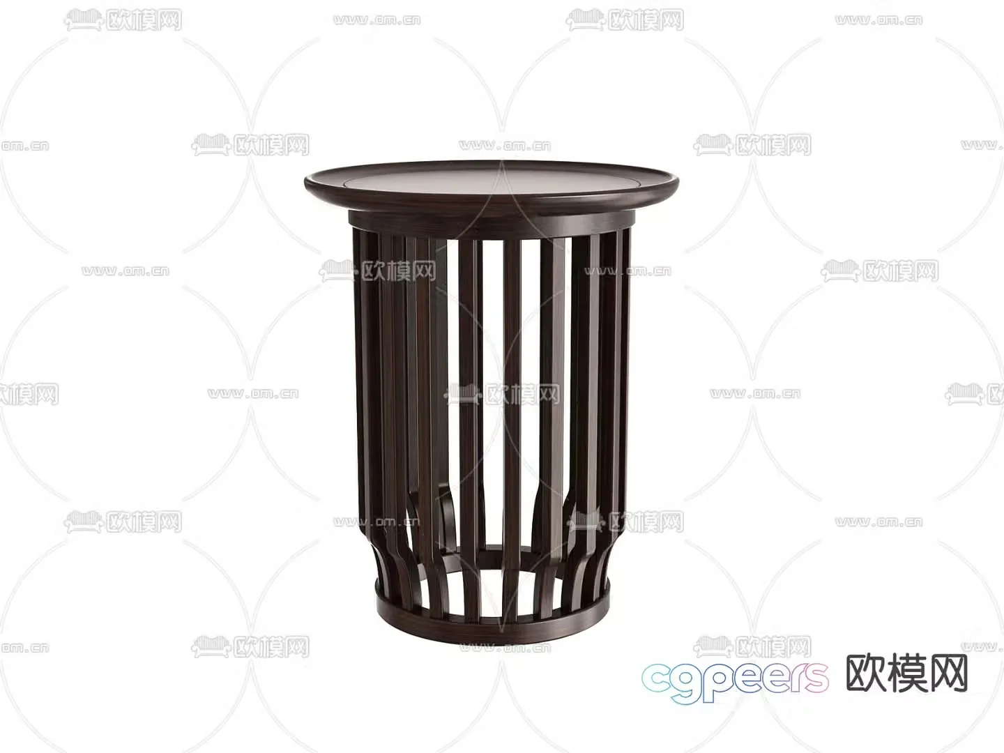 Solid wood coffee table corners rounds 3D model