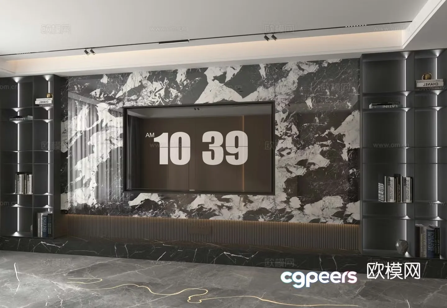 3d model of TV background wall
