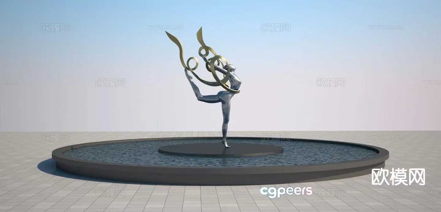 Dancing ribbon sculpture dancer sculpture 3d model