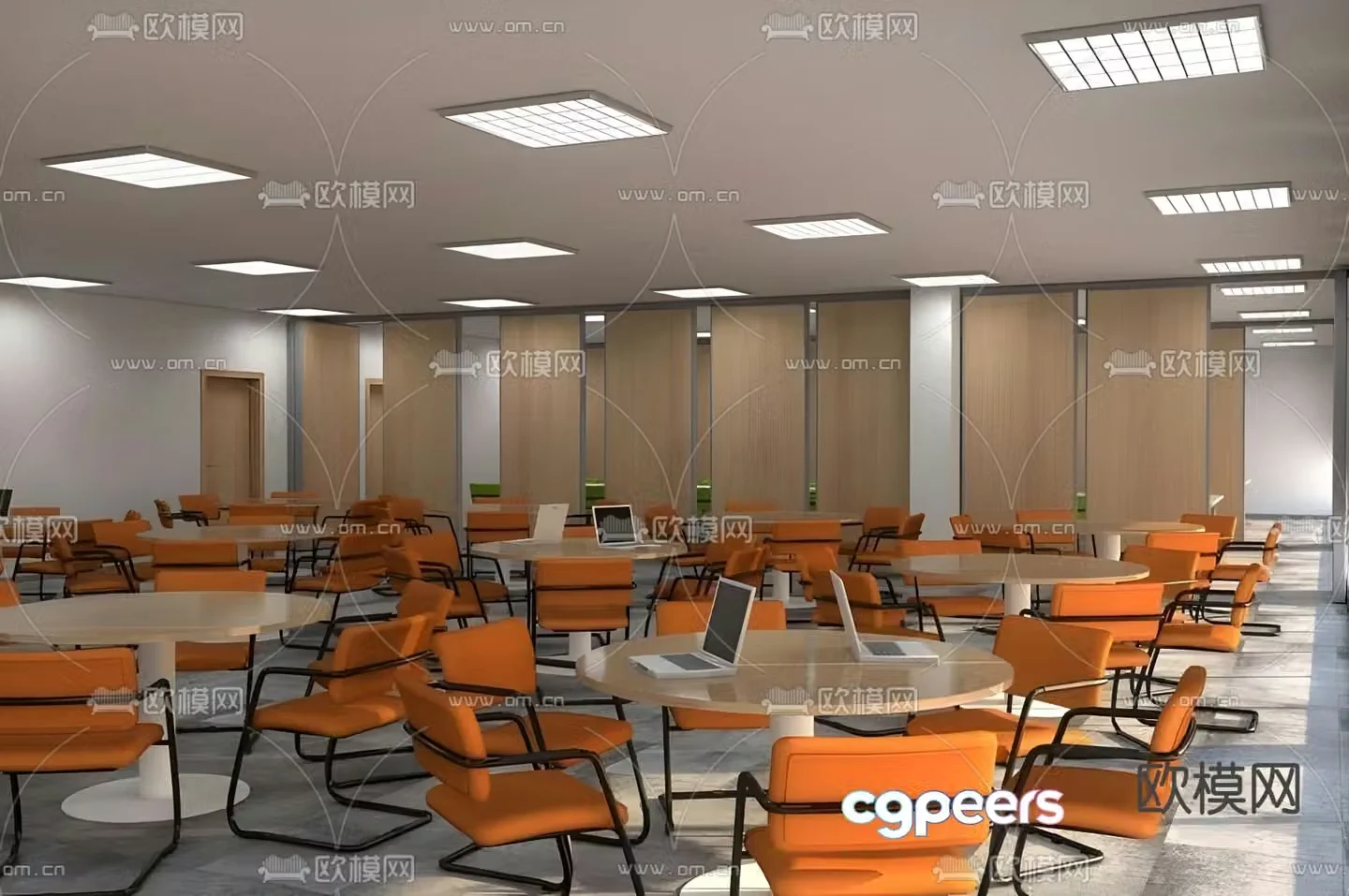Large conference room office 3d model