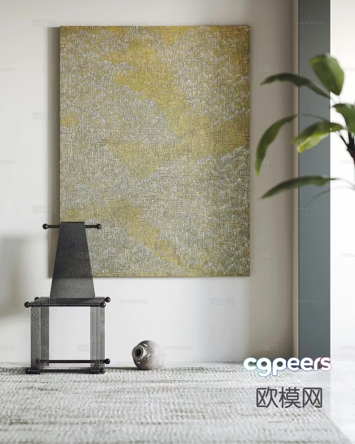 Modern hanging paintings decorative paintings single chairs 3D model