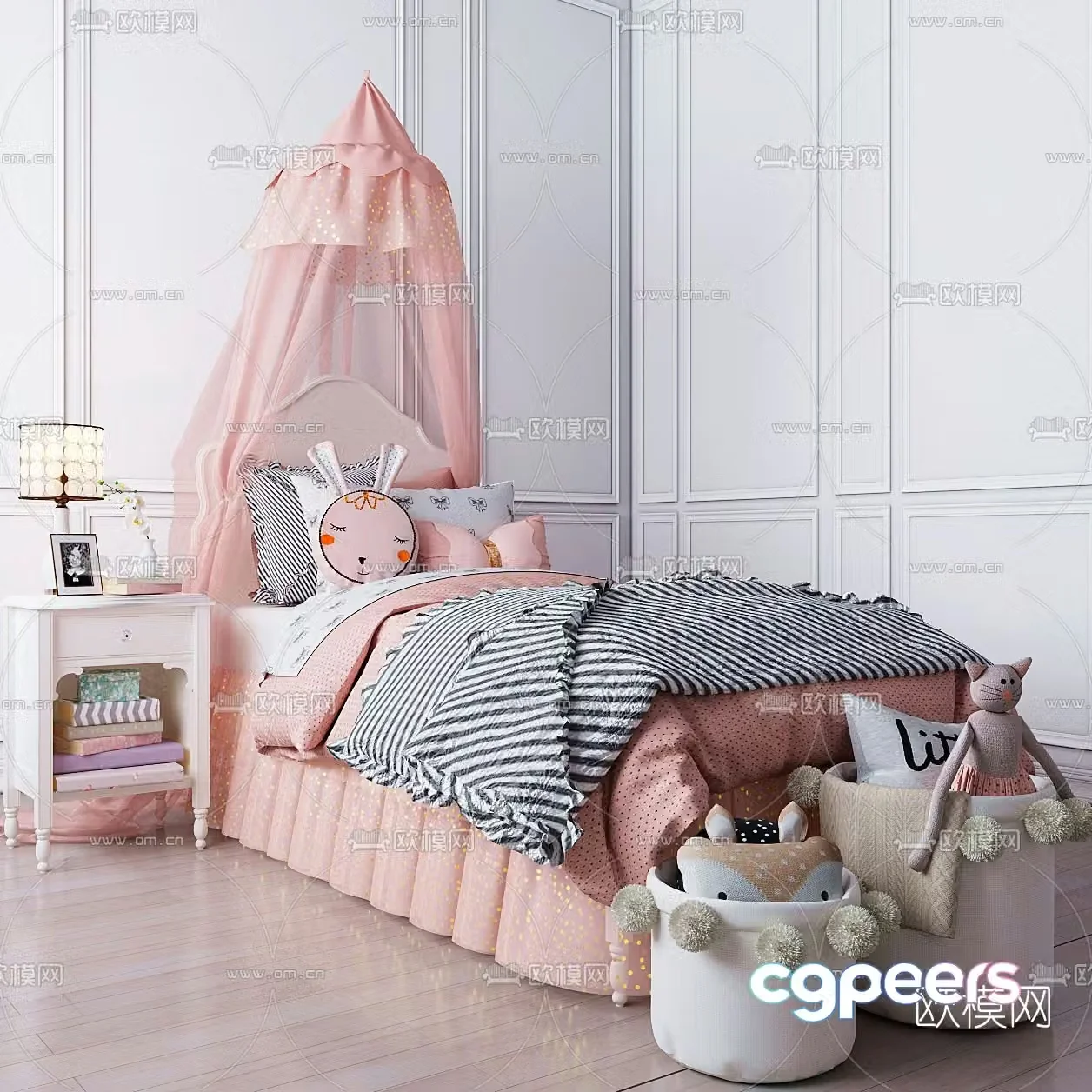 Modern children’s bed single bed 3d model