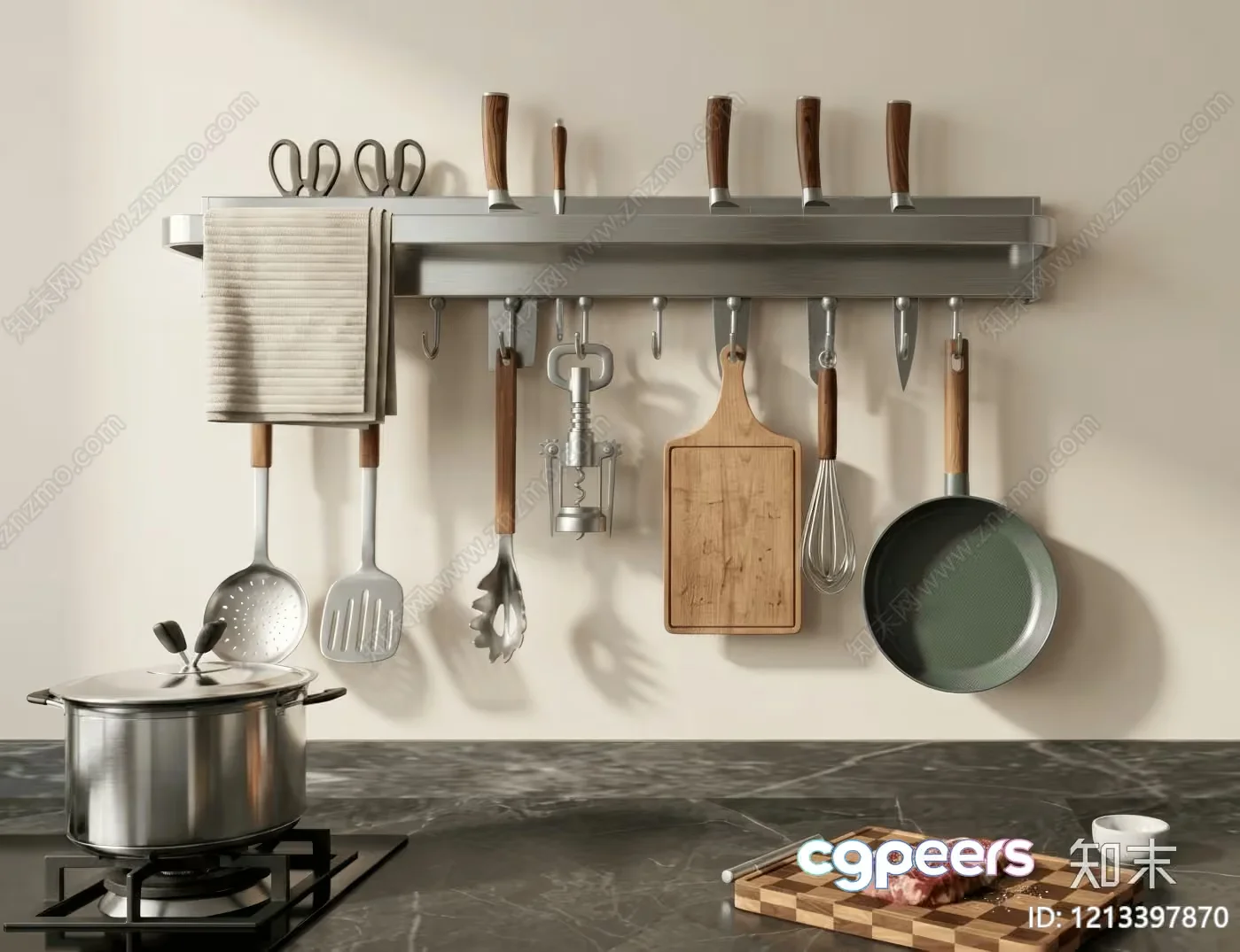 A Kitchen Utensil Set 3D Model – 7896 – VRAY Render