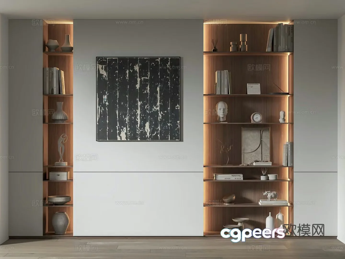 Modern bookshelves ornaments combination decorative rack decorative painting hanging painting display rack 3d model