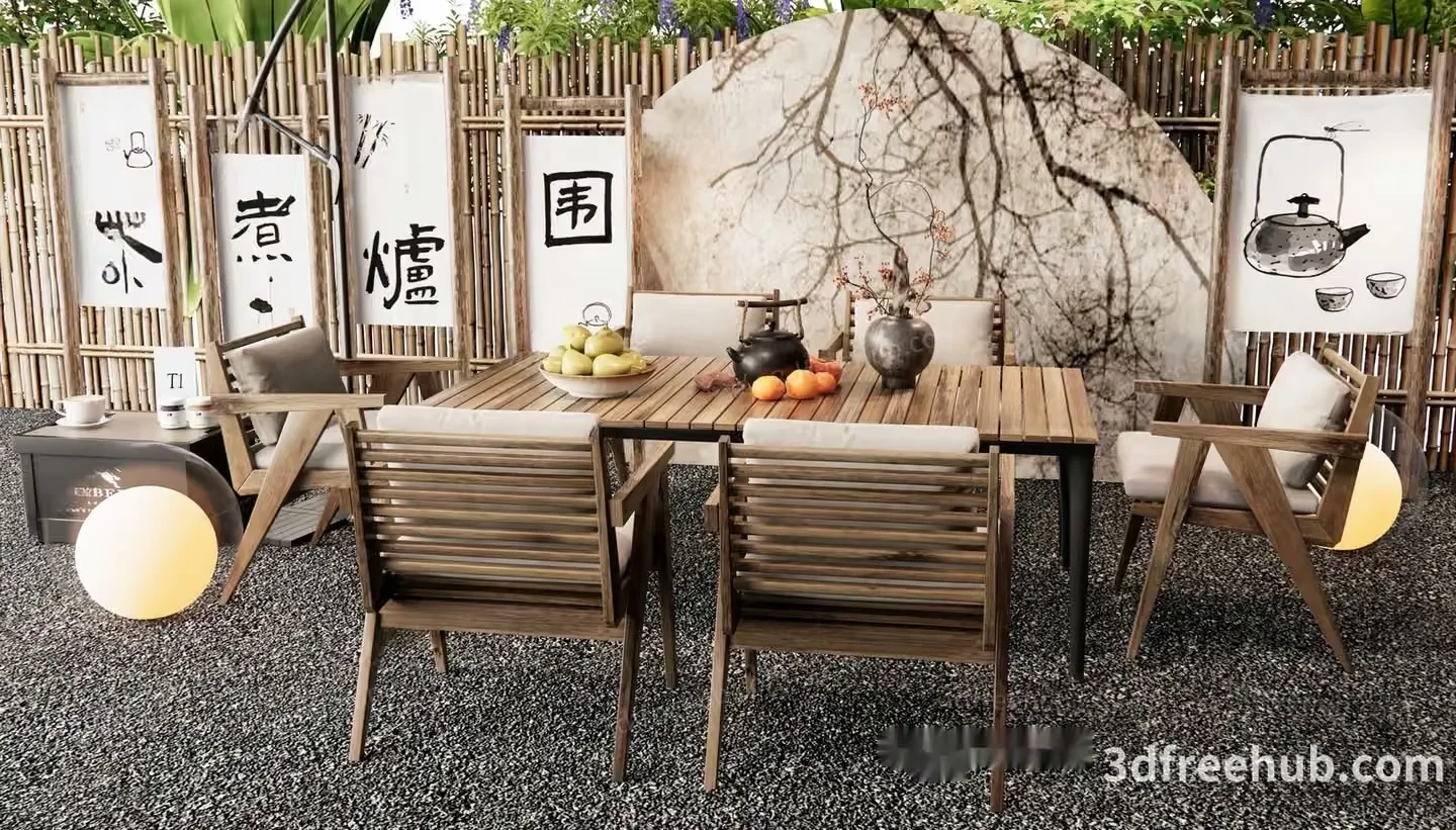 Outdoor Dining Table 3D Model – 22219 – VRAY Render