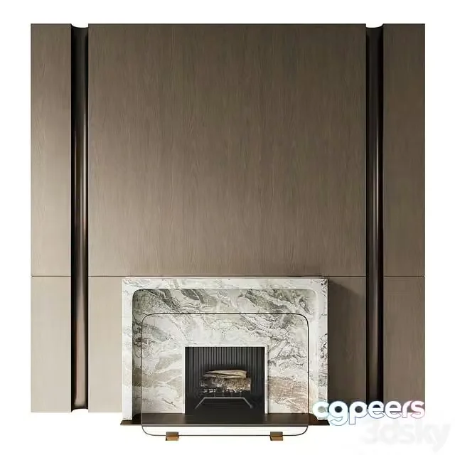 3ds Max Free – Fireplace with marble portal SIII3
