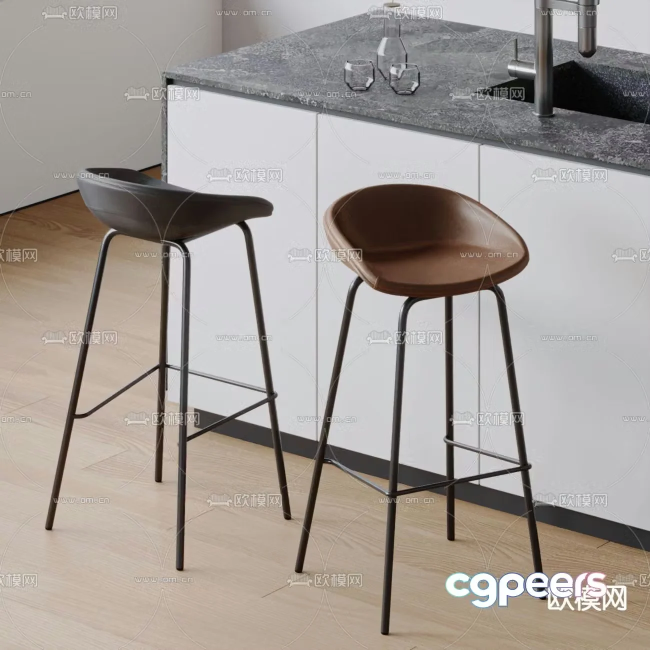 Modern bar stool seat 3d model