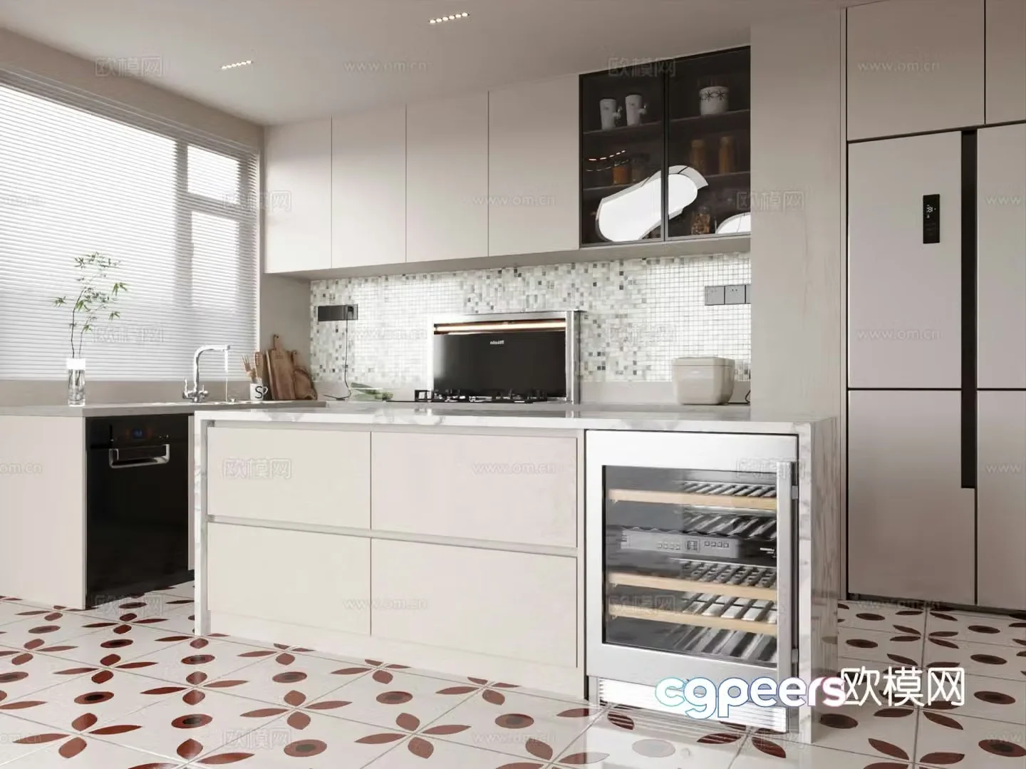 Open kitchen island cabinet 3d model