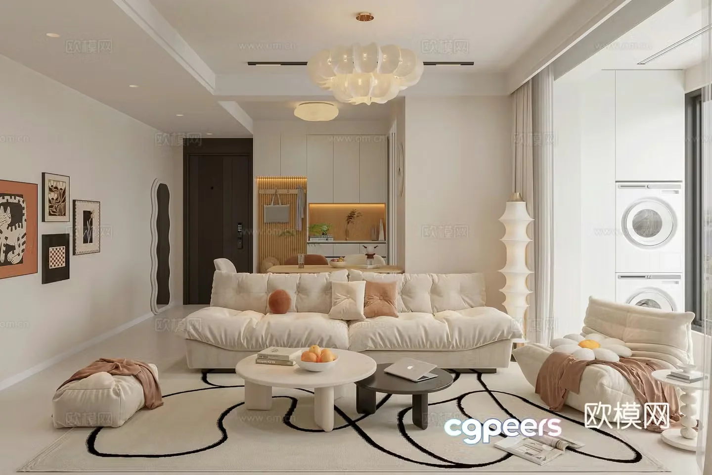 Creamy Style Restaurant 3D Model