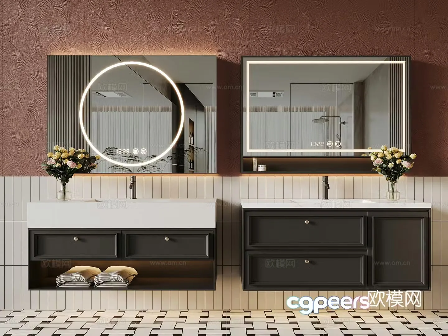 French bathroom cabinet bathroom mirror 3d model