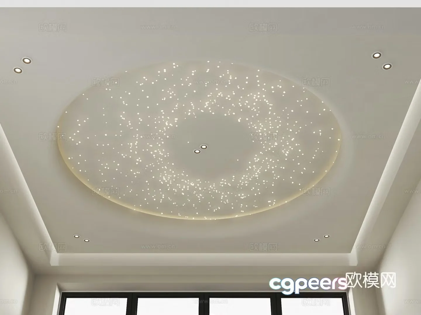 House-silent style ceiling round shape ceiling fiber optic lamp ceiling starry sky ceiling creamy ceiling 3D model