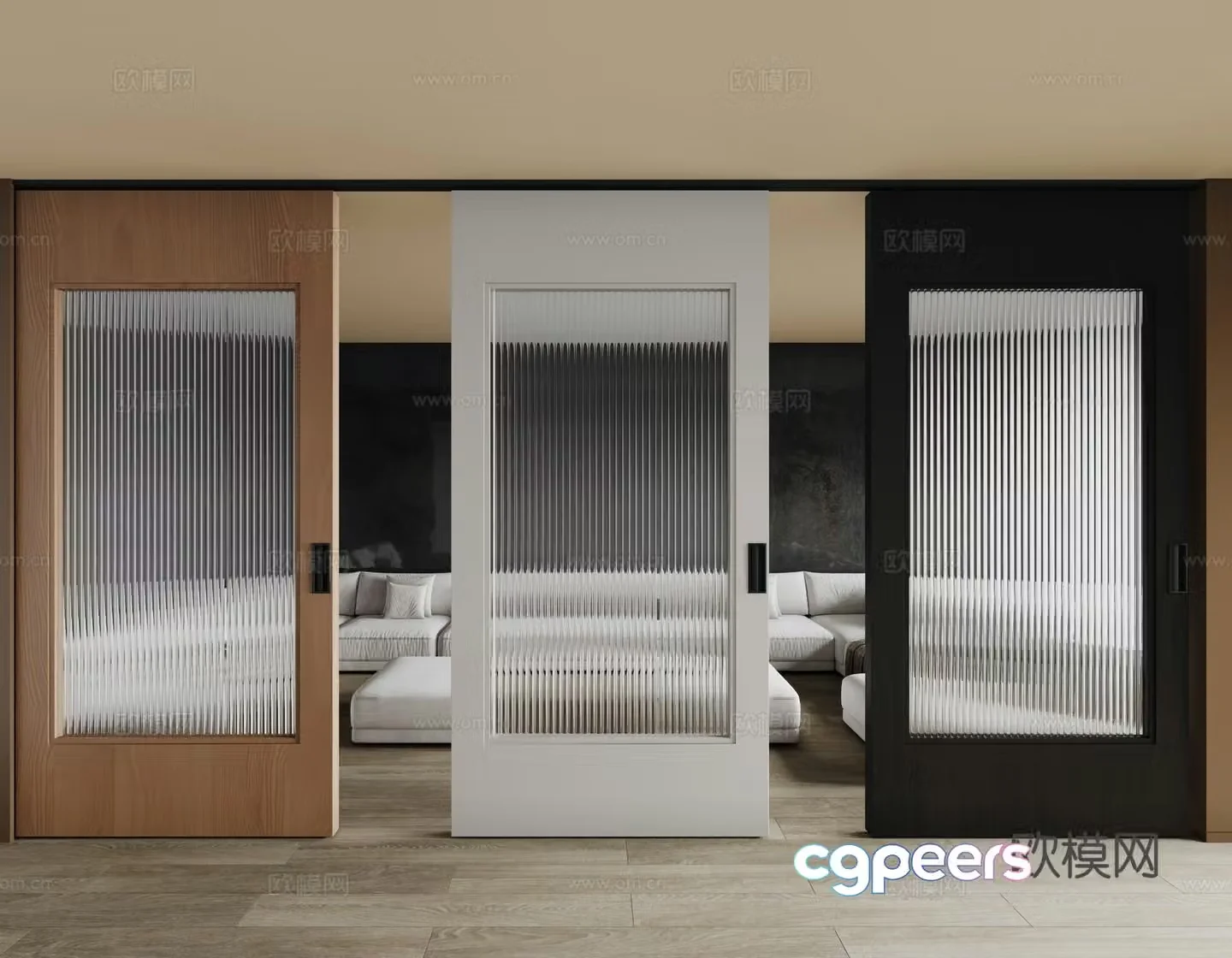 Glass sliding door Changhong glass door sliding door 3d model