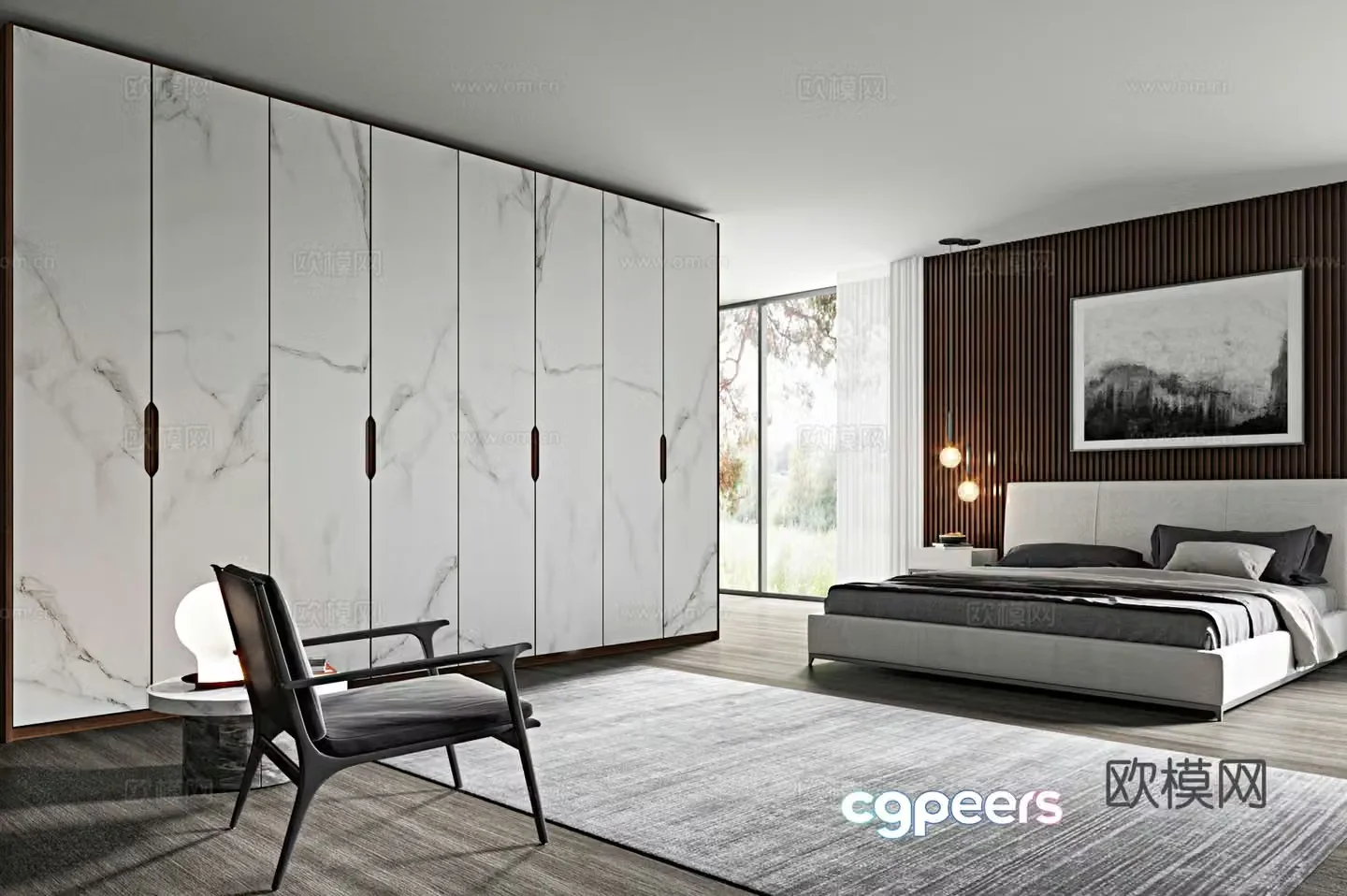 Modern open bedroom 3d model