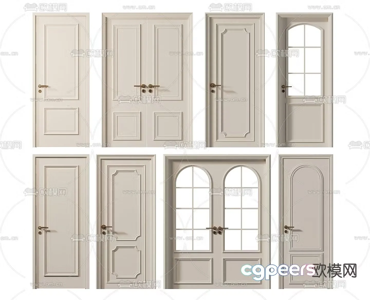 Simple European Door Double Open Door Bedroom Door Single Open Door 3D Model