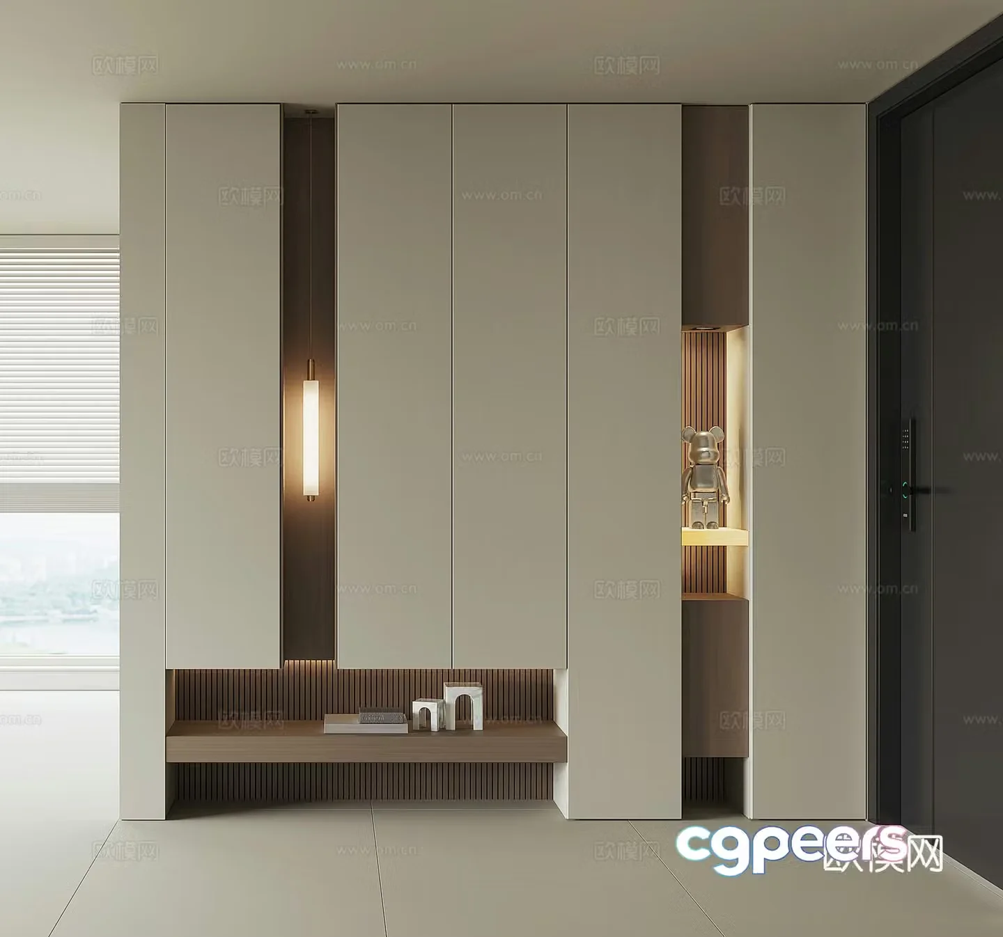 Modern home entrance shoe cabinet 3D model