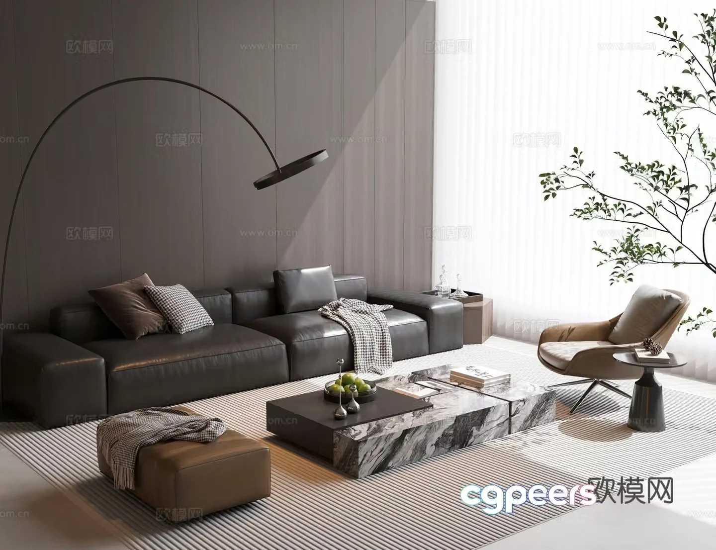 Italian sectional sofa 3d model
