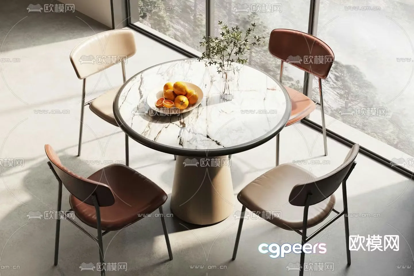 Modern leisure tables and chairs negotiation table round table 3D model