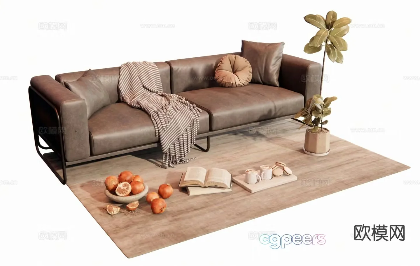 Modern love sofa leather sofa 3d model