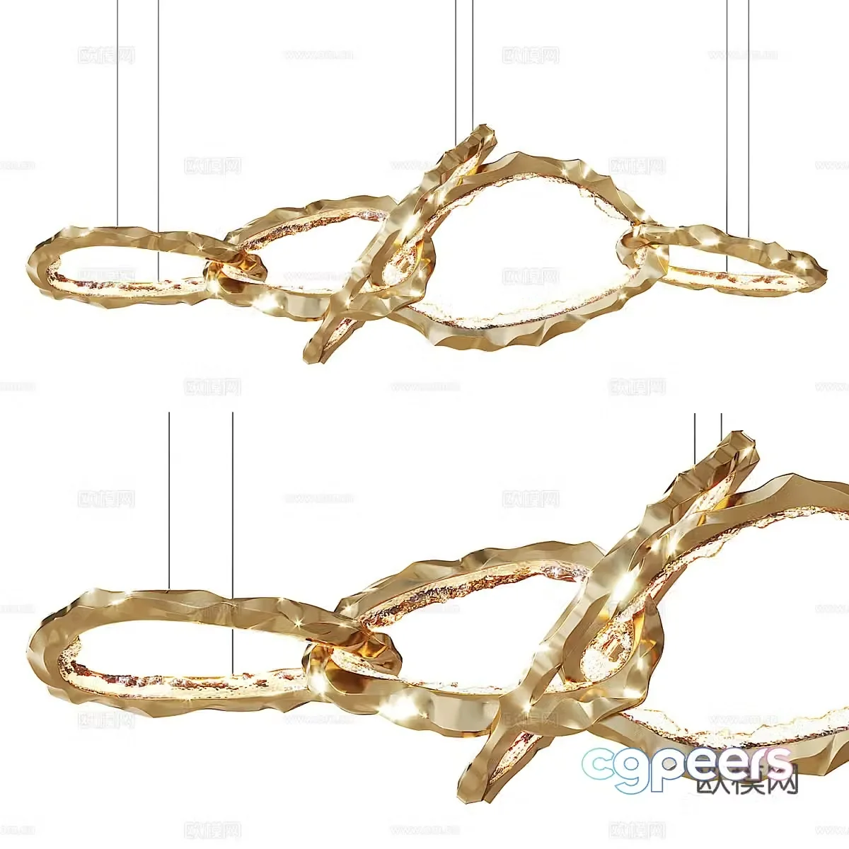 Modern light luxury metal craft chandelier 3d model
