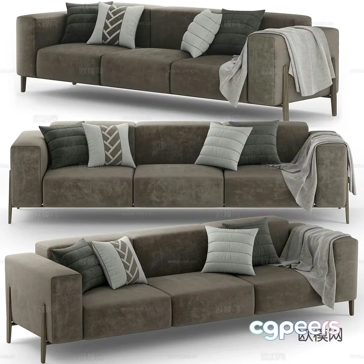 Three seater sofa armrest sofa 3d model