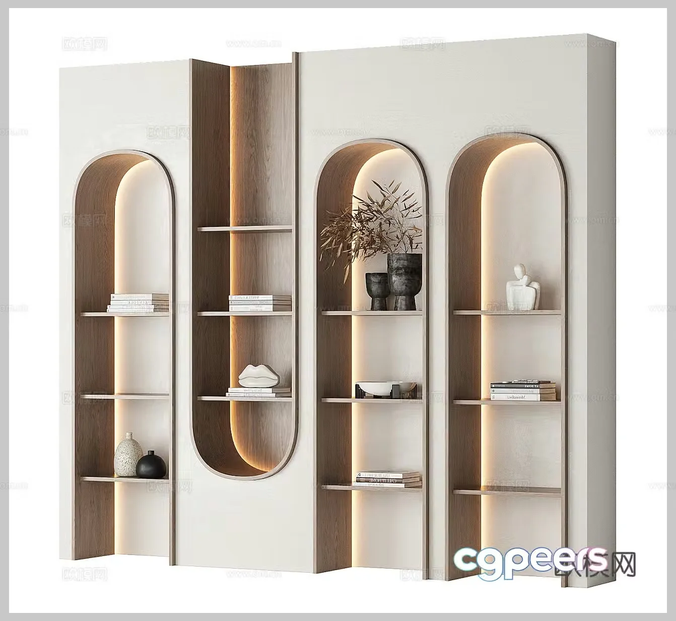 Light luxury bookcase Showcase Decorative cabinet Showcase Showcase Showcase Ornaments Decorative cabinet Ornaments Book 3D Model